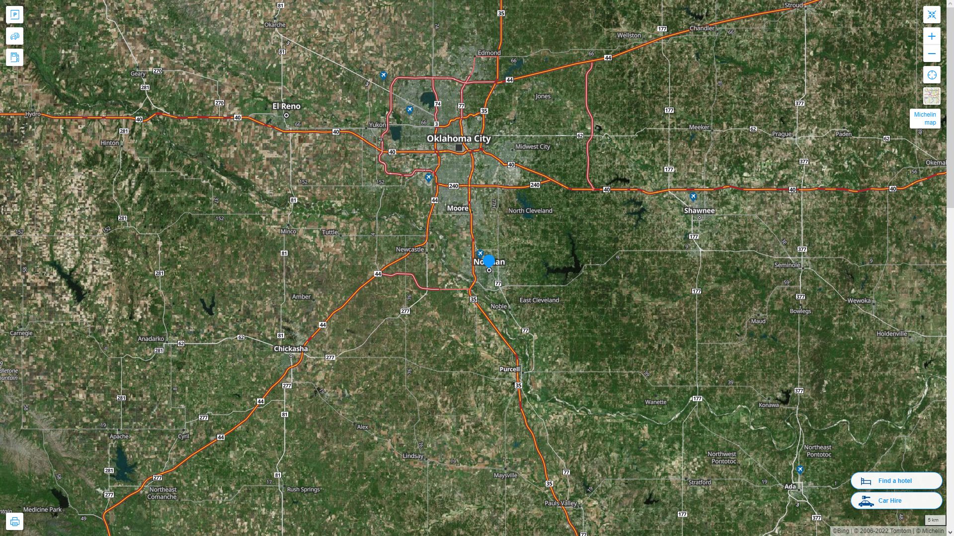 Norman Oklahoma Highway and Road Map with Satellite View